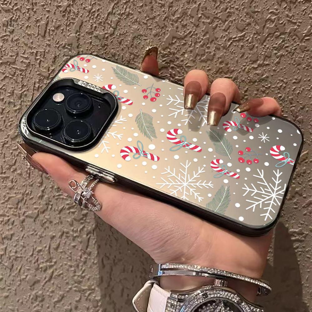 Чехол для телефона с рождественским снежинкой для iPhone 17 Pro Чехол iPhone 13 12 11 14 15 16 Pro Max IMD Жесткий противоударный матовый чехол