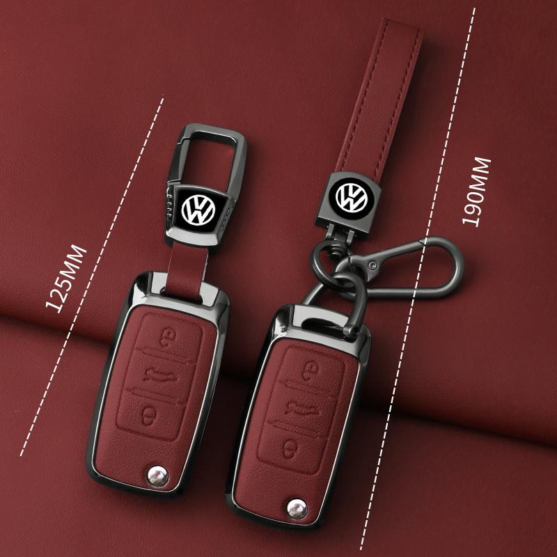 Для VOLKSWAGEN VW Металлическая кожаная крышка-чехол-держатель для автомобильного ключа Брелок Для VW Volkswagen Polo Tiguan Passat Golf Jetta Lavida Брелок