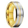 Fashion Gold Color Stainless Steel Rings For Men Copper Color Brushed Beveled Edge Engagement Rings Men Wedding Band Jewelry