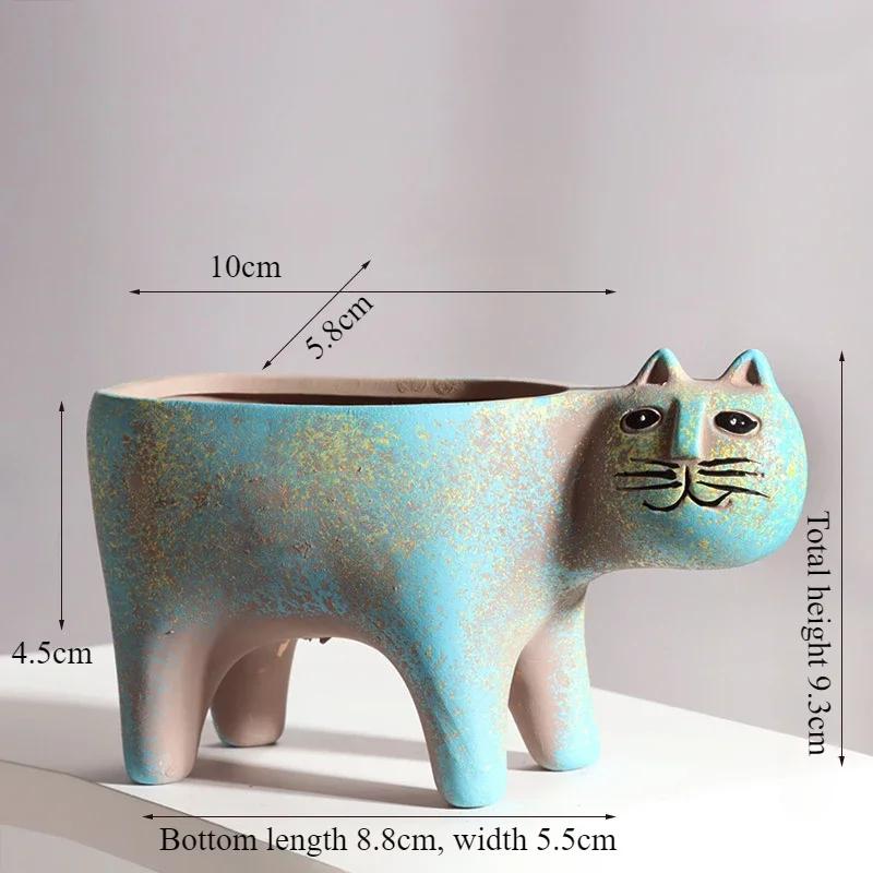 Керамический цветочный горшок в форме милого мультяшного кота, ваза для суккулентных растений, горшки для кактусов, кашпо для украшения балкона в помещении, цветочный горшок