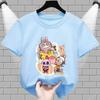 Summer Popular Children's T-shirt Clothing Beach Vacation Labubu Printed Girls Round Neck Short Sleeved Casual Top