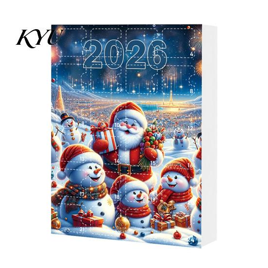 Christmas Advent Calendar 2026, Snowman 24 Day Countdown Box with Acrylic Hanging for Girls Boys Pendants, Festive Tree Decor, Holiday Gift Kids