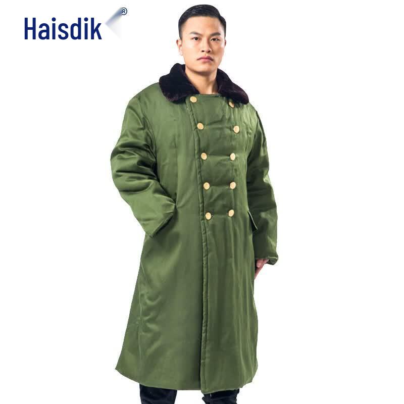 Haishidike Men's Winter Military Green Cotton Overcoat HK-89
