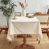 Бежевая скатерть с кисточками в фермерском стиле, подходит для фуршетного стола, праздничного ужина, вечеринки, столовой, свадьбы, прямоугольная скатерть в западном стиле