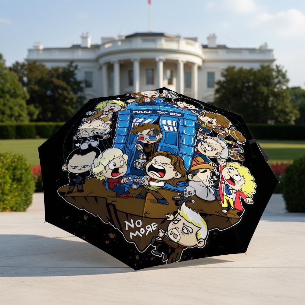 1 шт. Автоматический складной зонт - Узор «Доктор Кто», Портативный и складной дизайн с 8 спицами, Рождественские и Новогодние подарки