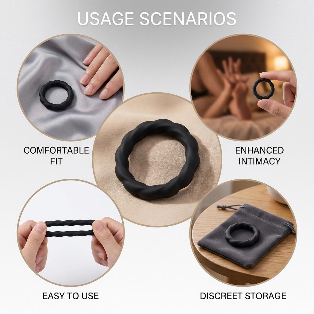Silicone Delay Ring For Men Medical Grade Material Comfortable Fit Enhance Intimacy