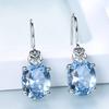 100% 925 Sterling Silver Drop Earrings for Women Girls Nano Blue Topaz Gemstone Earrings Korean Trend Fashion Party Fine Jewelry