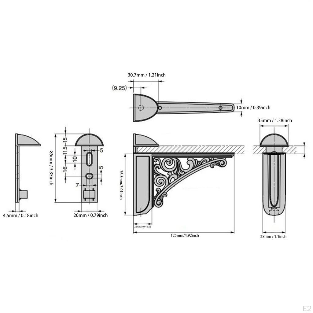 Glass Shelf Bracket Wall Adjustable Mounted for Bathroom Kitchen Home