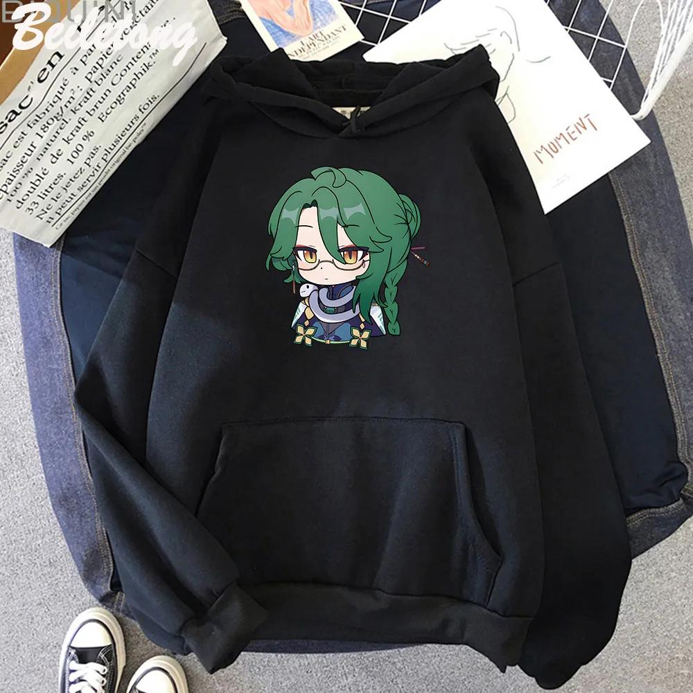 Baizhu Genshin Impact Hoodies Cartoon Cute Print Sweatshirts Women Spring Fashion Tops Kawaii Clothing Aesthetic