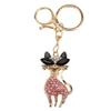 Rhinestone Keychain Multifunctional Cute Cat Shape Girl Bling Backpack Key Chain Roseate