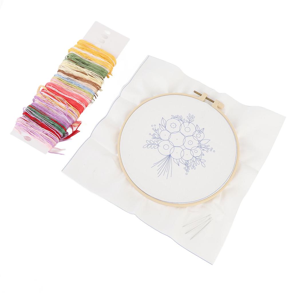 Стартовый набор для вышивки цветов, регулируемые пяльцы с напечатанным узором и инструменты для заправки ниток f