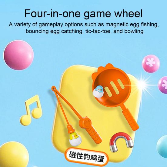 1 Набор Игрушка для запуска цыплят для рыбалки Вращающийся поворотный стол Мультяшный цыпленок Отскакивающая ловля Настольная игра Интерактивная для малышей Развивающая Электрическая Выбрасывающая животных
