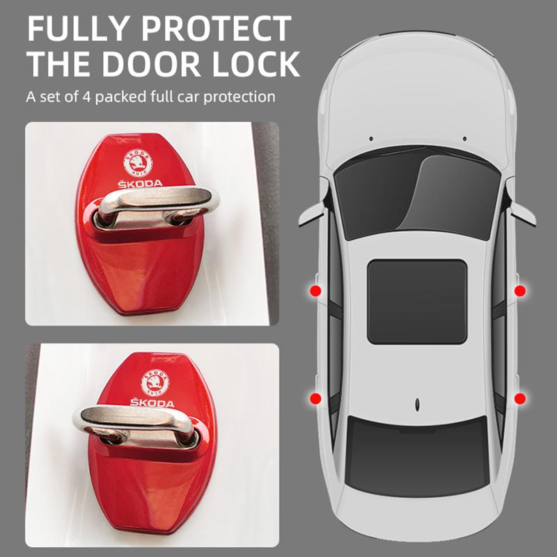 NADH5 Door Lock Decoration Protection Cover - Emblem Case, Accessories for Skoda Models (Fabia, Octavia, Kodiaq, Superb, Karoq)