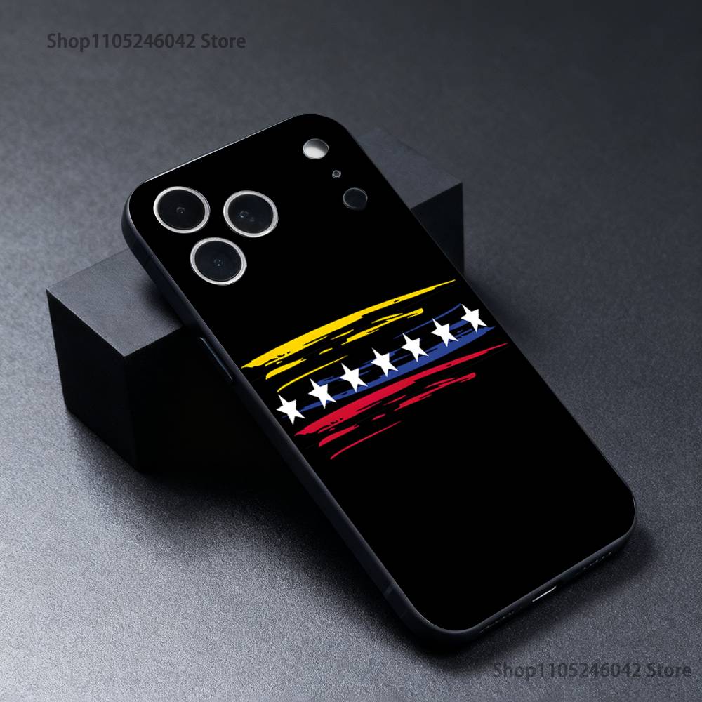 Venezuela Venezuelan Flag Wear-resistant Phone Case For iPhone 17,16,15,14,13,12,11,Pro,XS,Max,XR,Plus Black Soft Cover