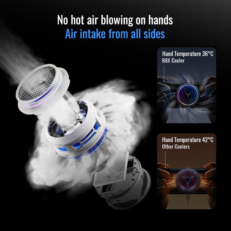 Flydigi B9X/B8X Cellphone Cooler Frequency Conversion Super Heat Dissipation Magnetic Radiator RGB Light For Iphone Ipad Android