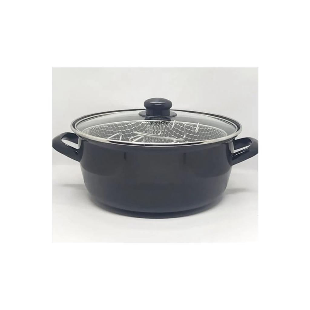 Эмалированная кастрюля со стеклянной крышкой 26 см