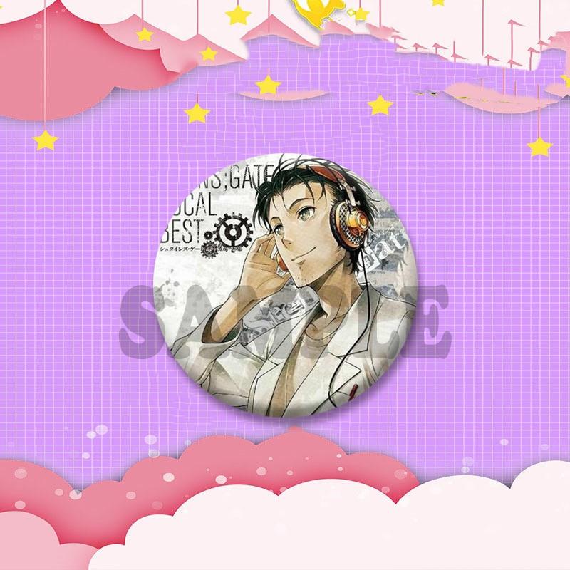 Kurisu Makise Mayuri Shiina Rintaro Okabe Cartoon Round Badge Anime Steins Gate Brooch Clothing Backpack Accessories Lapel Pins