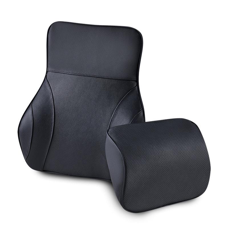 Lexus Lingzhi Genuine Leather Headrest & Lumbar Support with Memory Foam – Customizable Logo