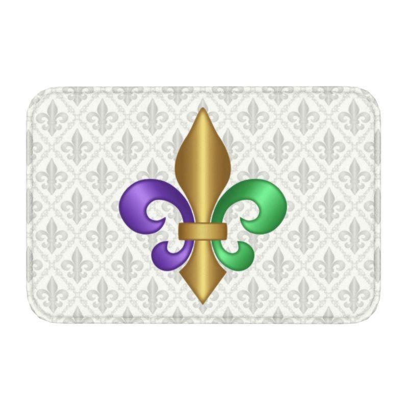 Chic Fleur De Lis Front Door Floor Entrance Mats Outdoor Fleur-de-lis Lily Flower Kitchen Bathroom Doormat Garage Carpet Rug