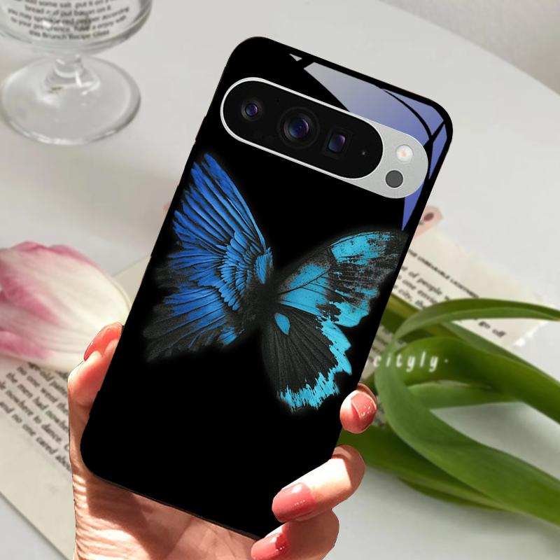 Модный Стеклянный Чехол для Google Pixel 8a Чехол Pixel8 Pro Жесткий ПК Закаленное Стекло Черный Чехол для Телефона Для GOOGLE PIXEL 8 Защитные Чехлы