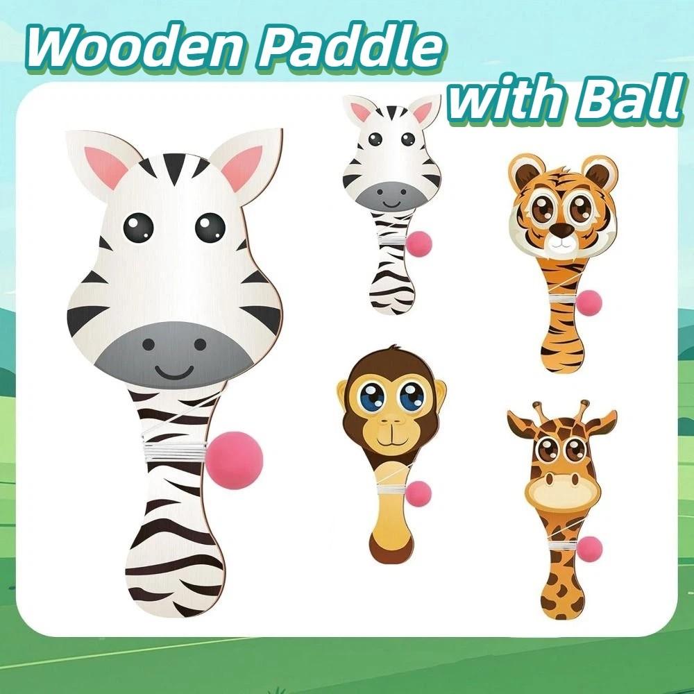 4Pcs Elastic String Paddle Ball Game Portable Wooden Target Ball Outdoor Training