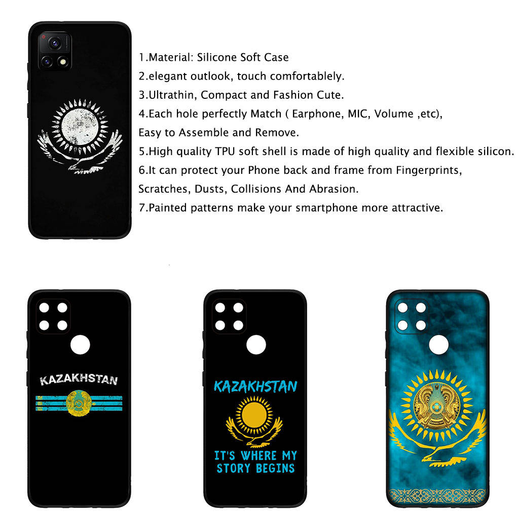 Чехол для iPhone 16 15 Xiaomi Redmi Note 14 13 12 11 Pro Max X 8 9 16e Samsung Galaxy S25 S24 S23 Moto G85 14C OPPO Huawei Казахстан Флаг телефон чехол