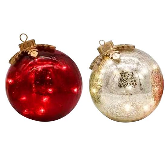 2 шт. Рождественский шар-украшение со светодиодной подсветкой, небьющийся, на батарейках, шар, настольное украшение, декор для рождественской вечеринки, каминной полки, стола, центральный элемент