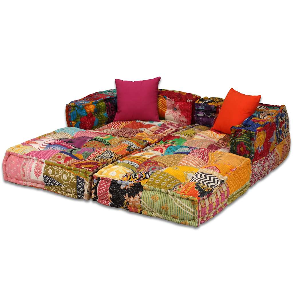Vidaxl Puf Modułowy, 2-Osobowy, Patchwork, Tkanina