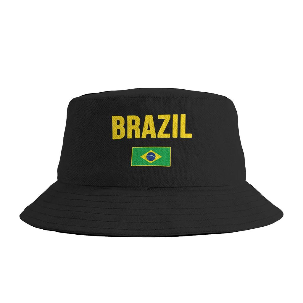 Brazil Brazilian Flag Brasil Graphic Bucket Hat  Hip Hop FisherUnisex Caps Breathable Fishing Sun Hats For Couple Funny Design Cap
