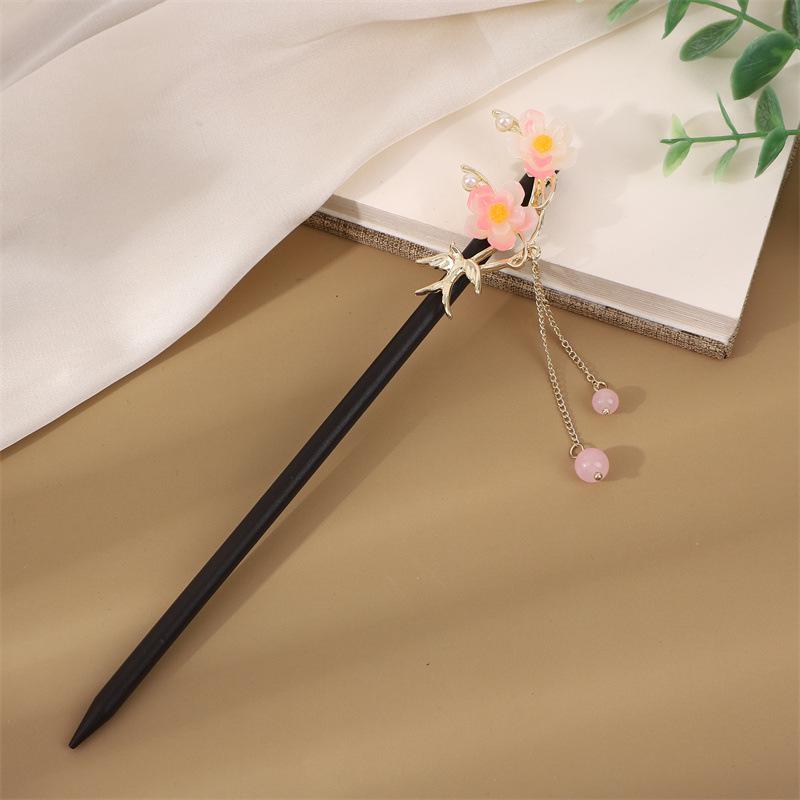 Заколка для волос с кисточкой в стиле эбони: Винтажное деревянное украшение для волос для женщин, идеально подходящее для простых причесок и украшений для старинных костюмов