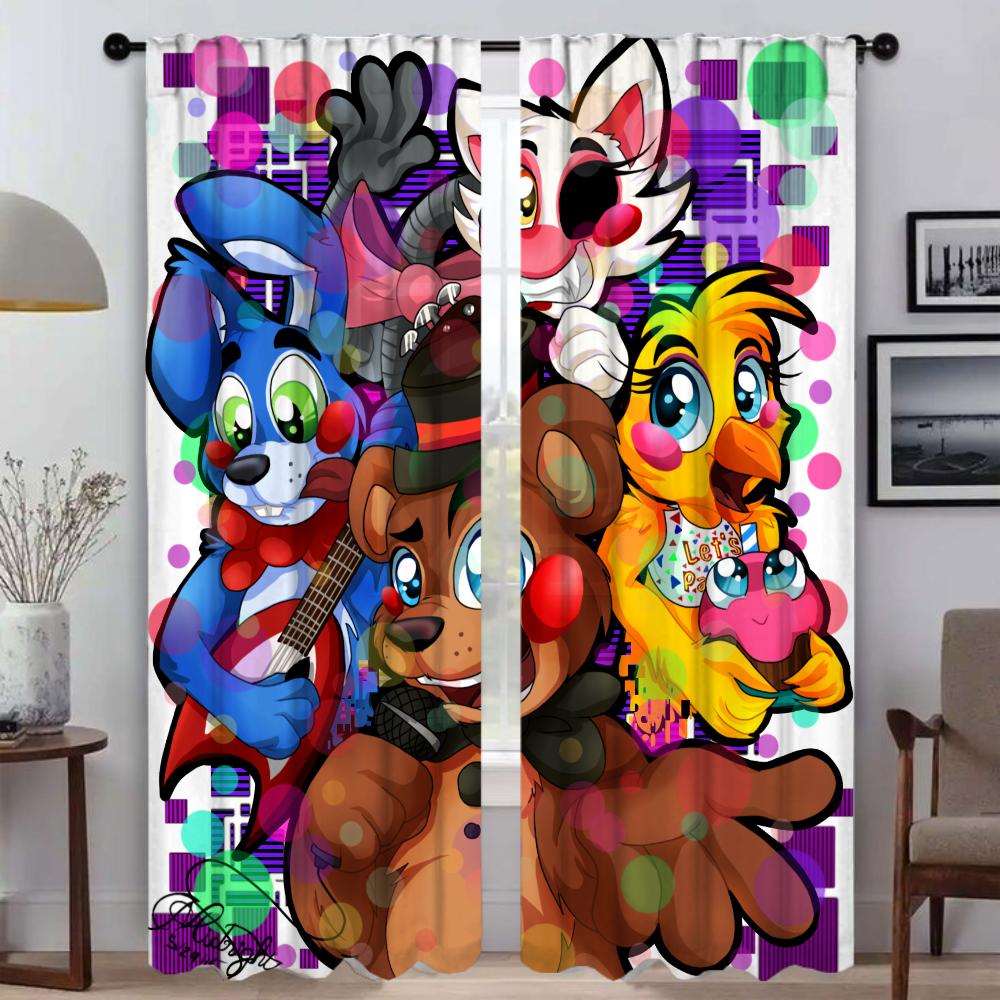 Тюль Five Nights At Freddy's для спальни, современные шторы для гостиной, 2 шт., шторы для окон, украшения на Хэллоуин, камера