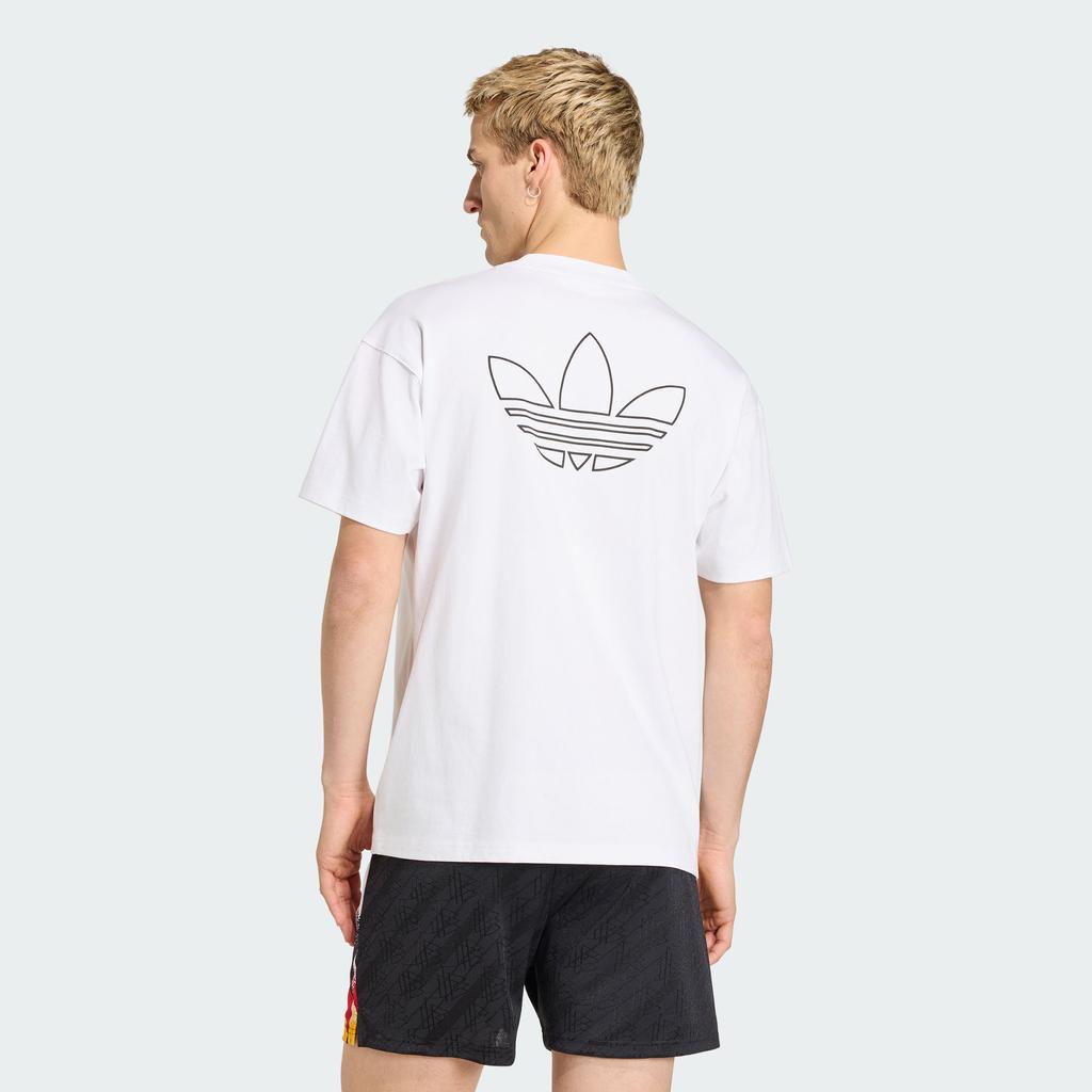 adidas Оригинальные футболки мужские белые с круглым вырезом средняя