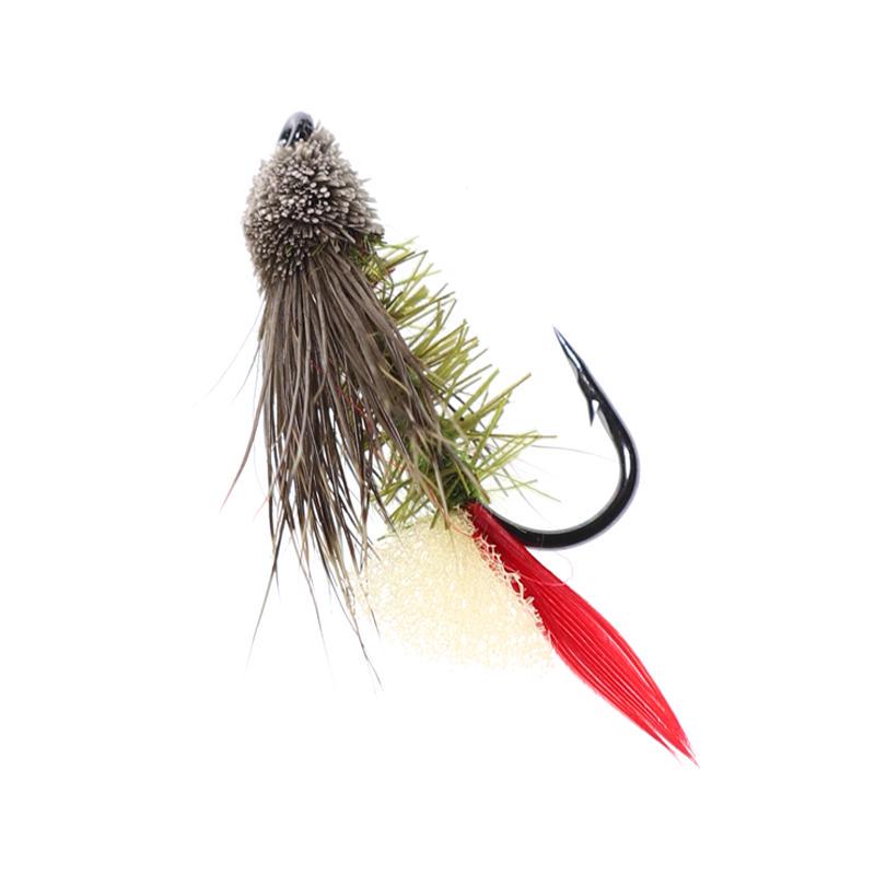 Bimoo 6 шт. #4 сухая муха из оленьих волос наземная муха Zuddler Цикада Аттрактор форель окунь нахлыстовая рыбалка приманка черная оливковая натуральная
