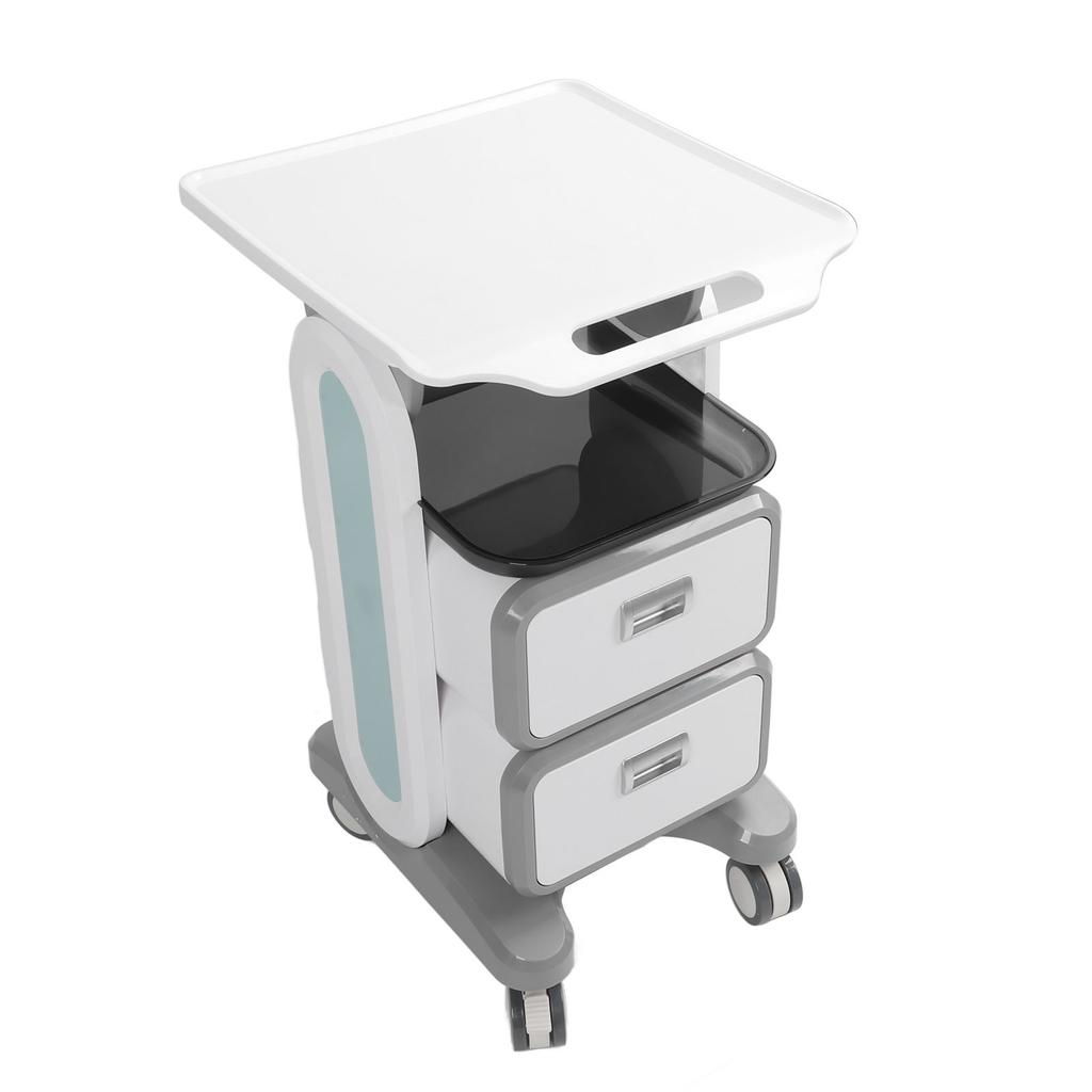 Mobile Medical Trolley Cart Enlarged Tabletop Double Drawer Multifunctional Medical Cart for Beauty Salon Clinic