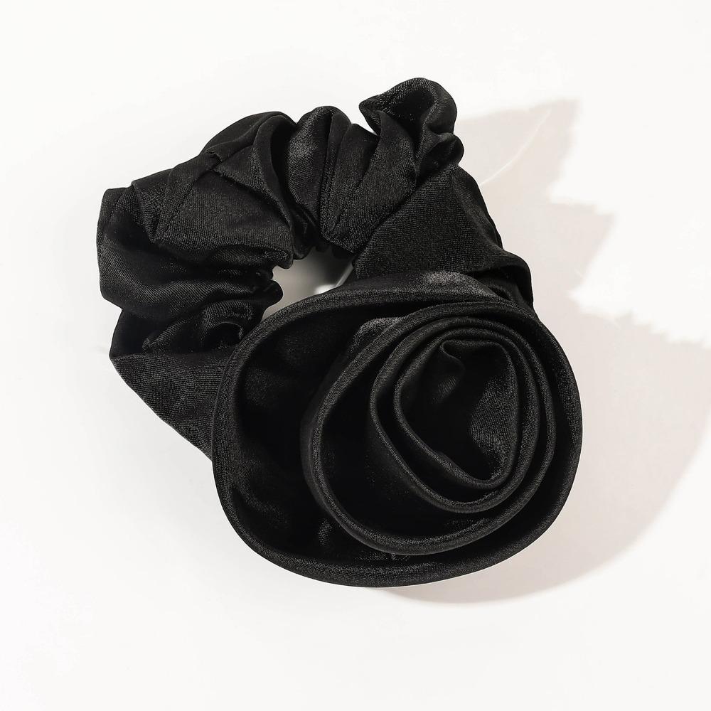 Flower Design Korean Hair Bands Satin Material Big Flower Scrunchies Satin Hair Rope Korean Style