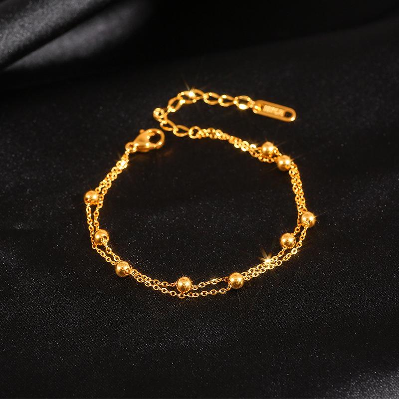 [HS]1Pc Titanium Steel Simple Ball Bracelet Women Colorfast Anti-fade Wristband Daily Wear Birthday Gift Fashion Fine Jewelry