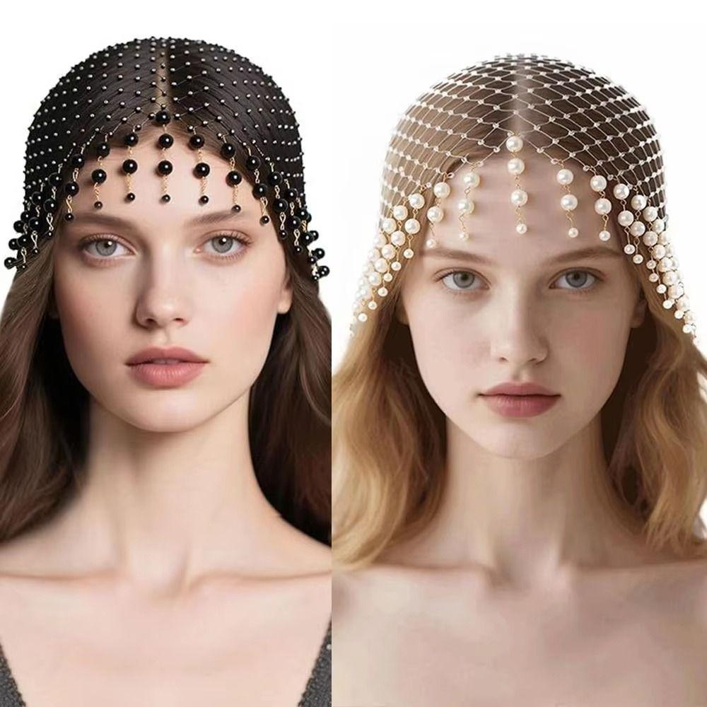 Hollow Out Pearl Tassel Hair Hat Pearl Tassels Luxury Headcaps Bridal Accessories
