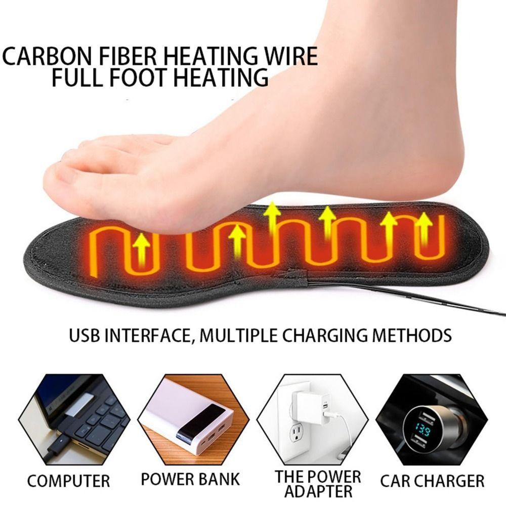 1 Pair New Rechargeable Heated Insoles Washable Thermal Outdoor Foot Warmers Soft Camping Heated Insoles Fishing Camping Hiking