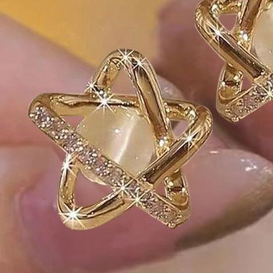 1 пара сережек-гвоздиков в форме полой звезды со стразами и искусственным опалом, легкие сплавные серьги-гвоздики, женские украшения для выпускного вечера, вечеринки, свидания