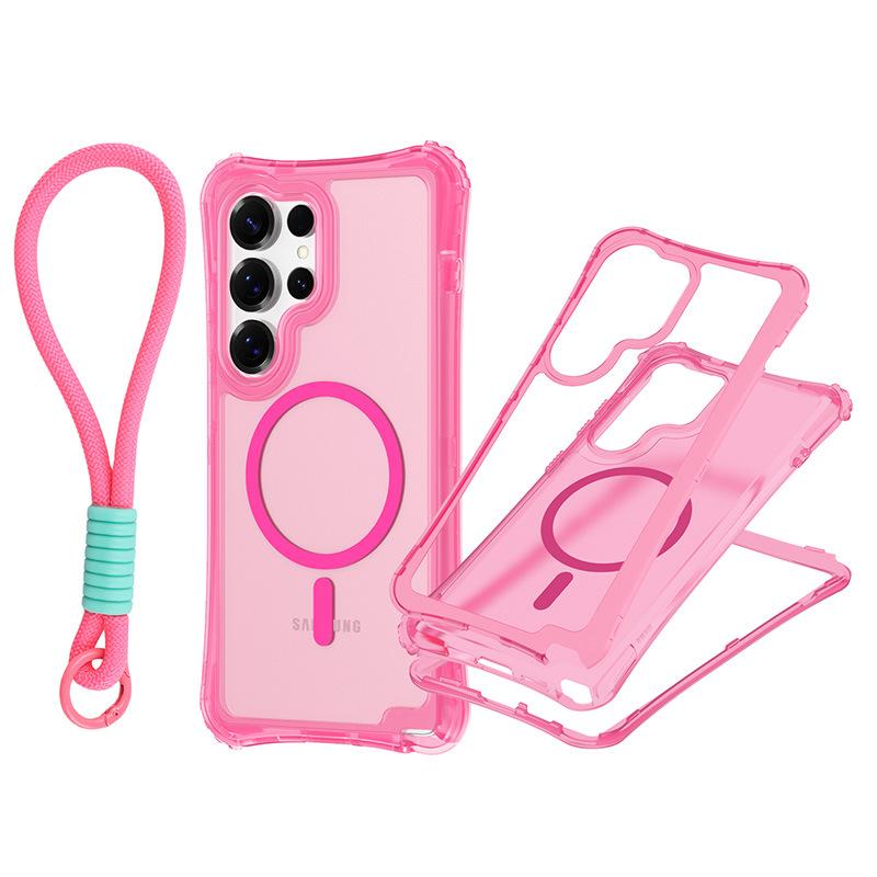 Магнитный чехол-накладка три-в-одном для мобильного телефона Samsung S25 ULTRA с ремешком, приятный на ощупь