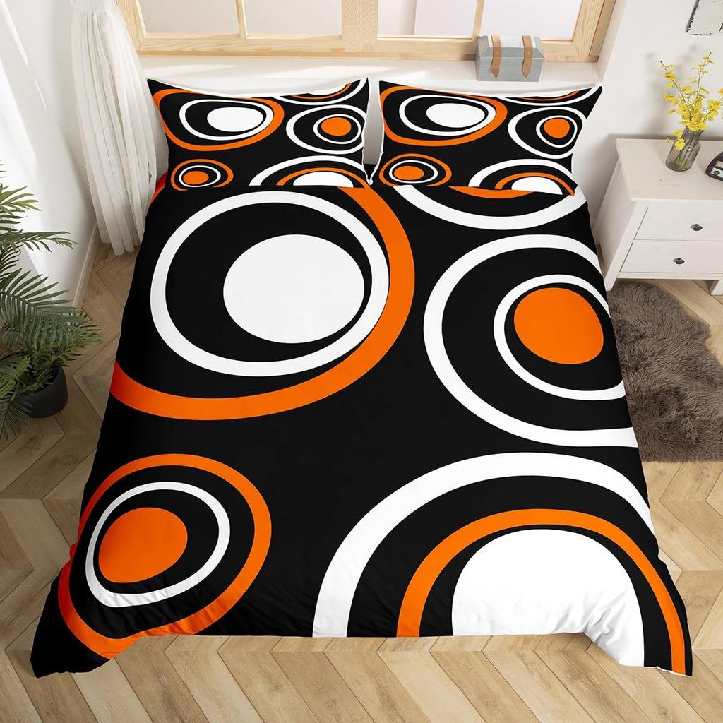 Геометрический комплект постельного белья с пододеяльником, простой узор в виде сетки из кругов, чехол для одеяла, микрофибра, геометрические формы, комплект постельного белья для мальчиков, подарок взрослому