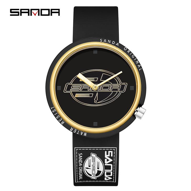 SANDA Новые кварцевые часы с силиконовой лентой, водонепроницаемые студенческие, водонепроницаемые классные часы для мужчин и женщин на открытом воздухе