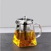 Heat Resistant Glass Teapot with Stainless Steel Coffee Infuser Heated Container Tea Pot Good Clear Kettle Square Filter Baskets
