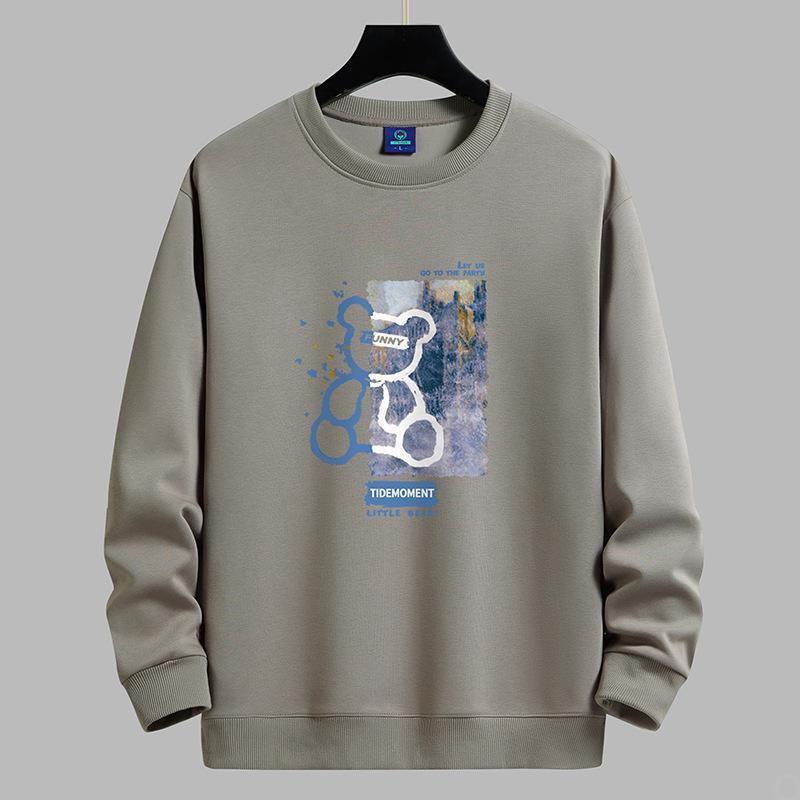 QICED Осенняя одеждаОсенний O-образный вырезПовседневные мужские топы с принтомНижняя рубашка с длинным рукавом