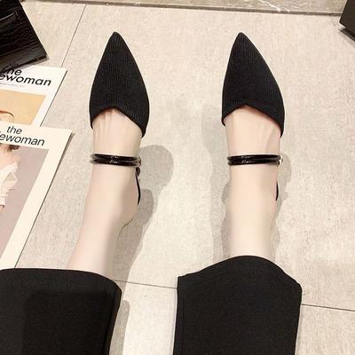 Баотоу полутапочки женские летние новые женские модные универсальные остроносые на толстом каблуке с открытым носком прохладные тапочки