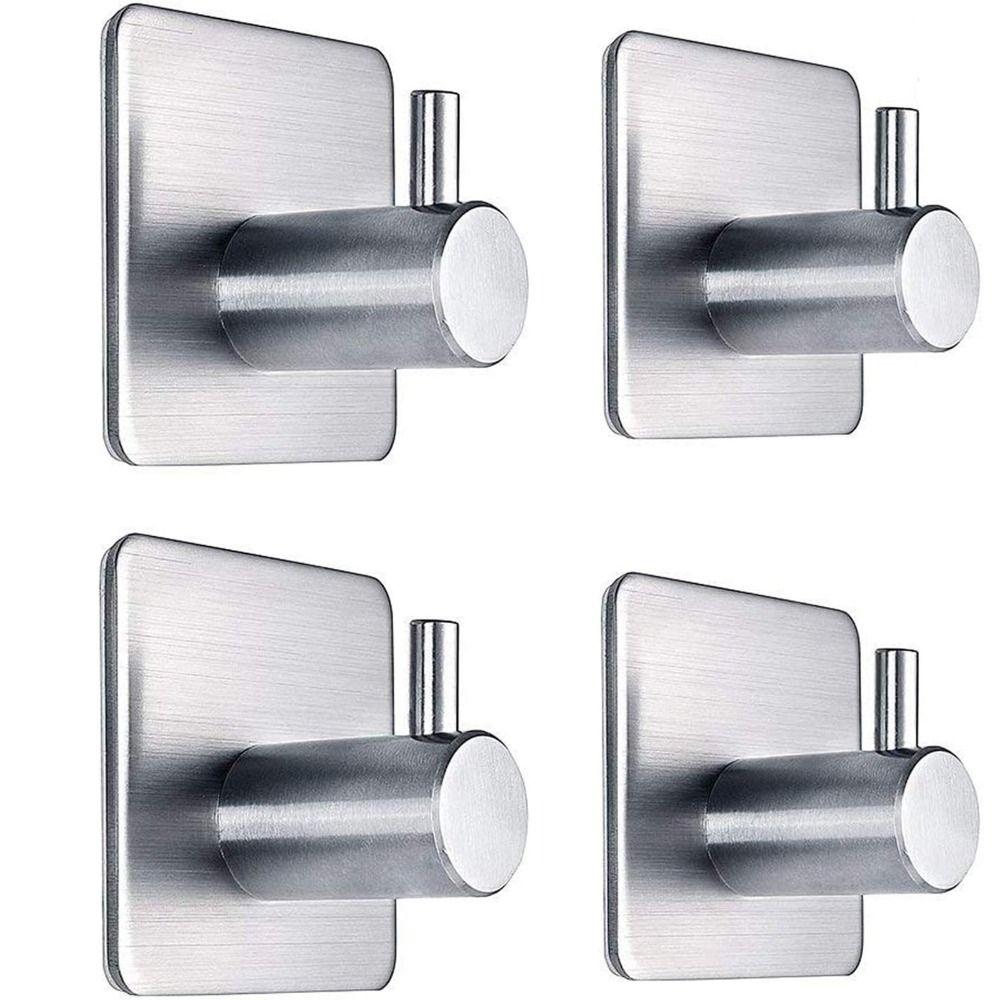 4Pcs Multi-Purpose Stainless Steel Hooks No Drilling Towel Rack  Bathroom Kitchen Hardware