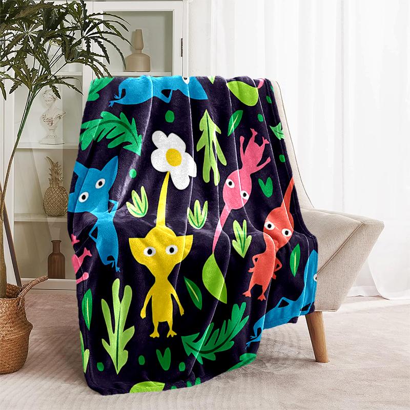 1pc Blanket Pikmin Print Design, Lightweight Blanket for Sofa, Bed- Soft &Warm, Gift for All Seasons like Christmas, Halloween