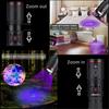 UV Flashlight 395nm Black Light USB Rechargeable Zoom Function Waterproof Portable Ultraviolet Torch