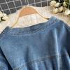 Autumn and Winter  Retro Design Sense of the New Loose Short Heavy Riveted Beads Loose Denim Jacket