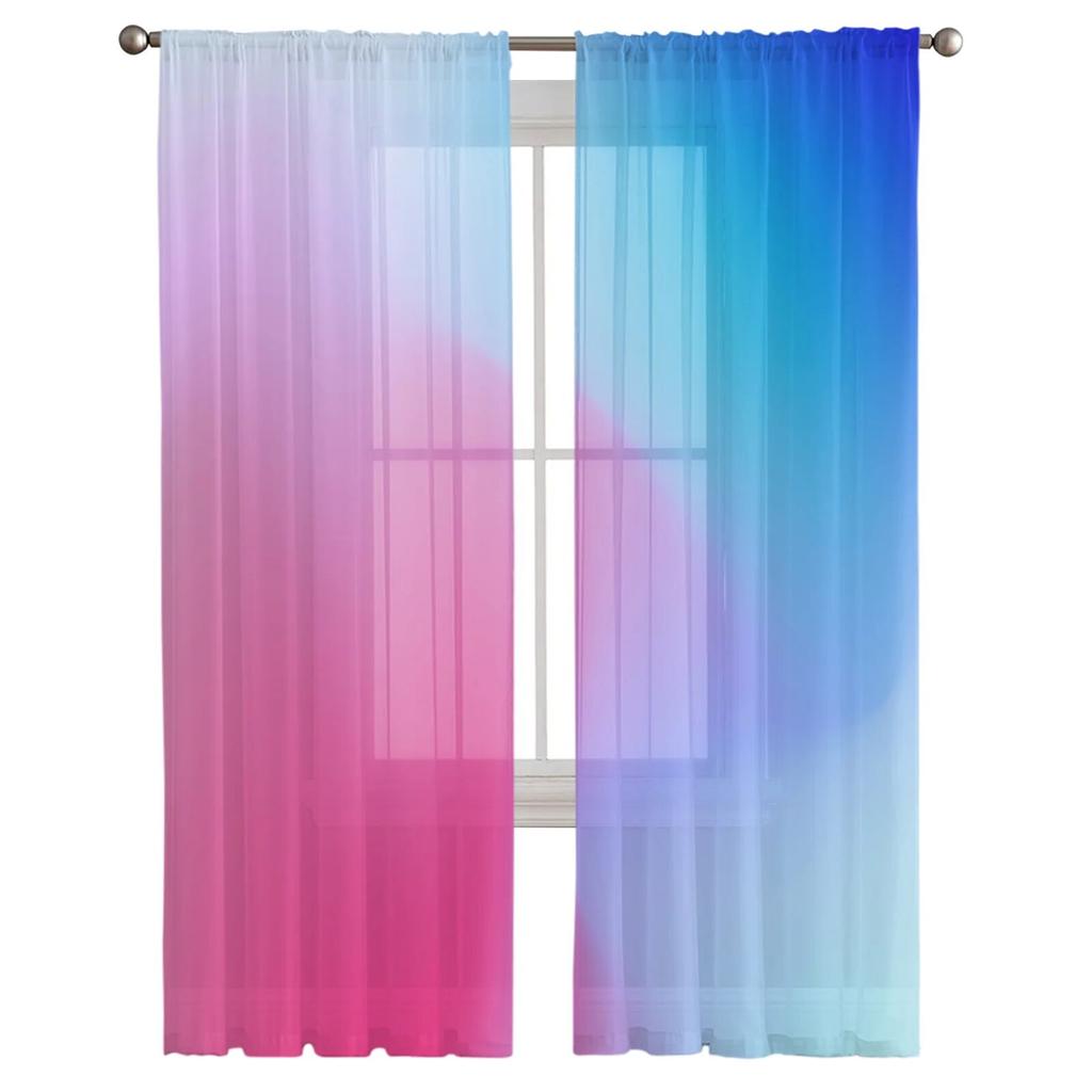 Цветная градиентная текстура, прозрачная занавеска для гостиной, зала, стены, нарядные принадлежности для домашнего окна, тюлевые шторы с поп-принтом